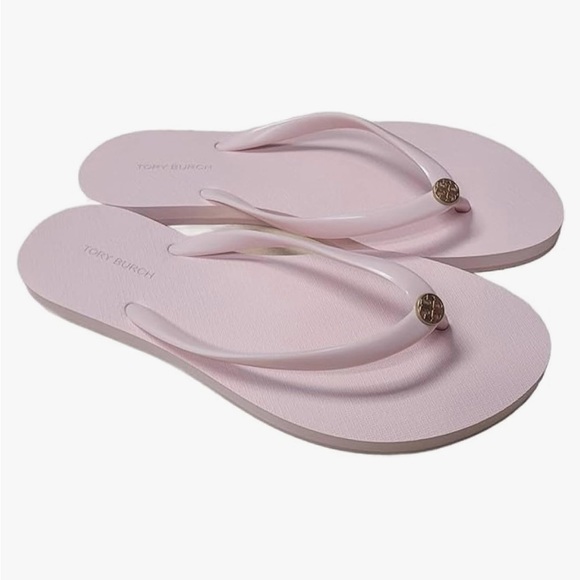 NWT Tory Burch pink flip flops with gold logos size 11 - Picture 2 of 7